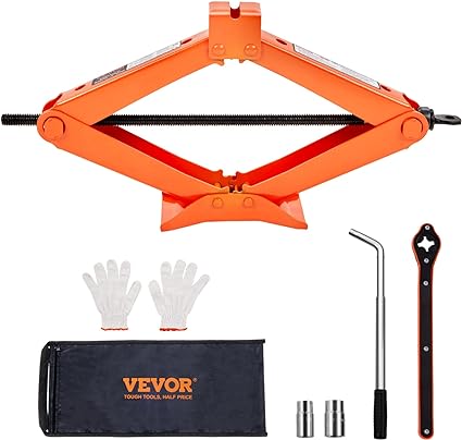 Scissor Jack, 2.5 Ton/5512 lbs Scissor Car Jack, 3.7"-17.1" Lifting Range Scissor Lift Jack with Ratcheting Handle