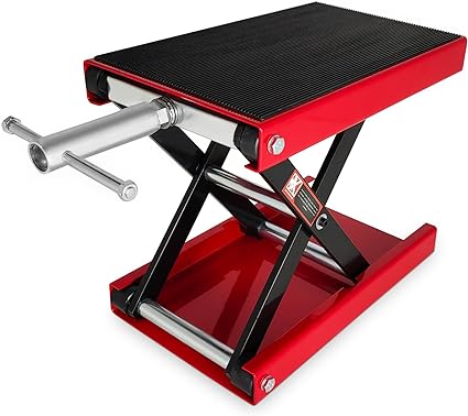 Motorcycle Lift, 1100 LBS Motorcycle Scissor Lift Jack with Wide Deck & Safety Pin, 3.5"-13.5" Center Hoist Crank Stand