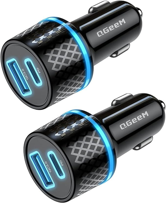 QGeeM USB C Car Charger Adapter, 91W USB C Fast Charging Cigarette Lighter Car USB Charger With PD 3.0